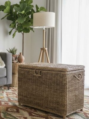 coffre à linge en fibres végétale